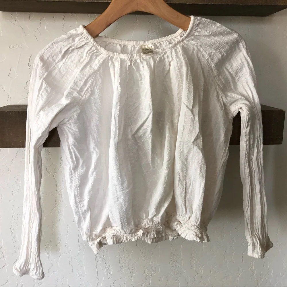 OshKosh B’gosh|Big girl,White Eyelet long sleeve blouse, size 14•••Boho style
